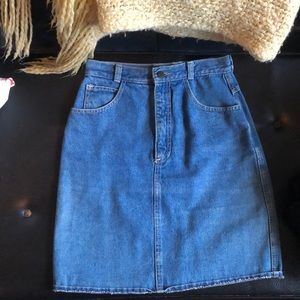 Vintage denim high-waisted A-line mini skirt